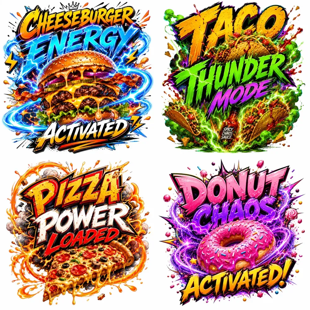 Comic Food Energy Typography