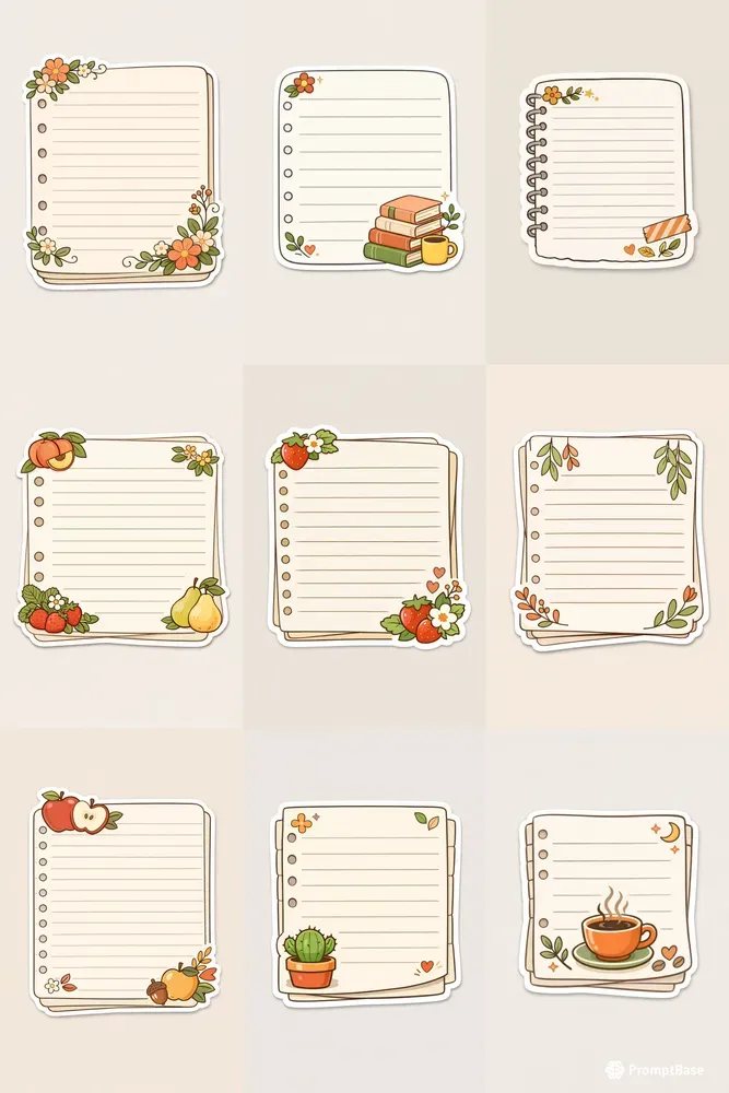 Notebook Page Sticker Designs