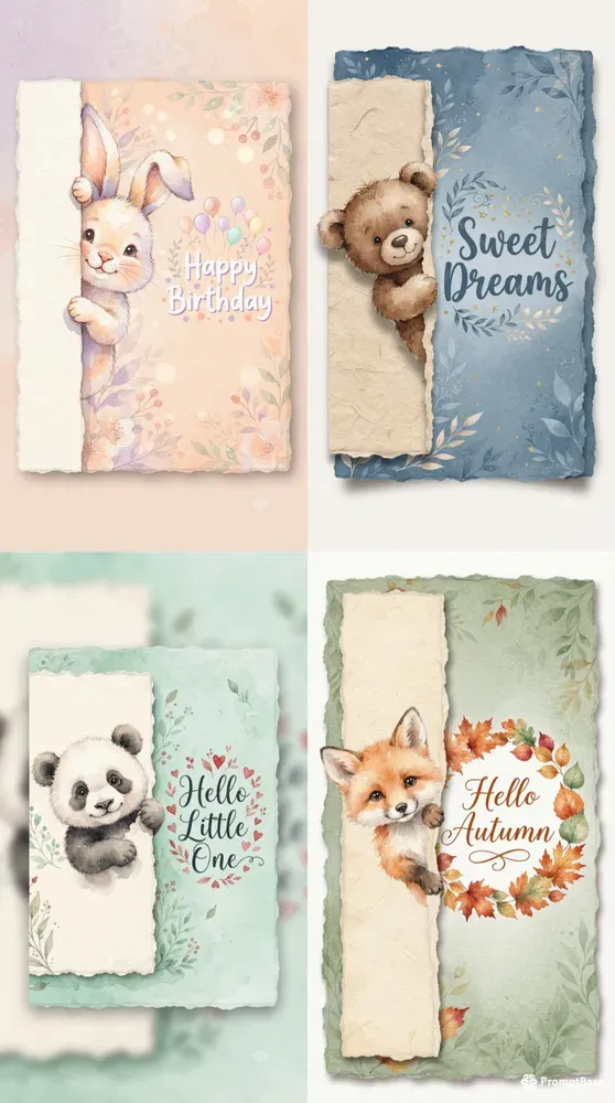 Whimsical Peekaboo Greeting Cards