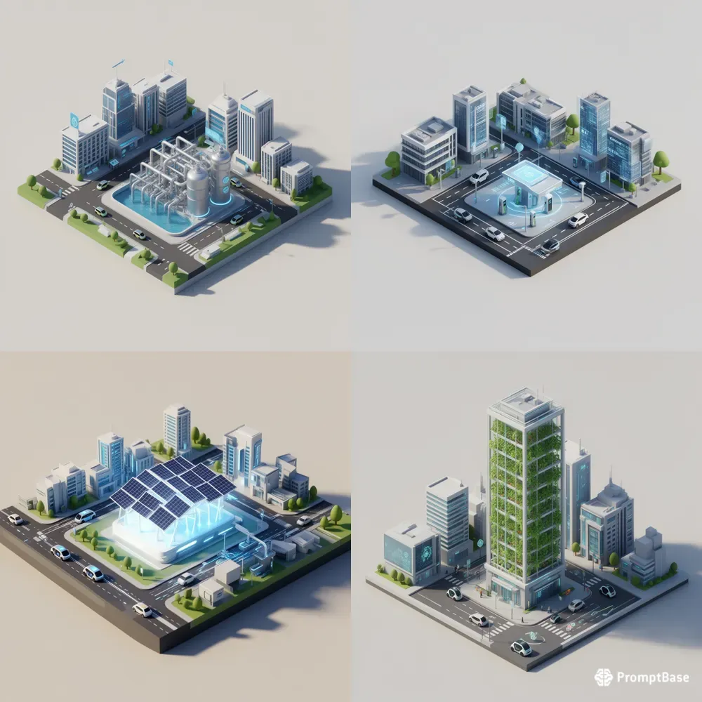 Isometric 3D City Infrastructure Visuals