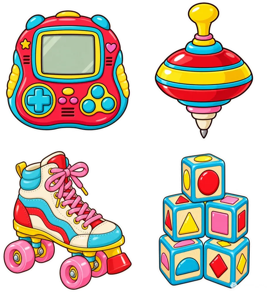 Retro Childhood Toys Sticker Temps