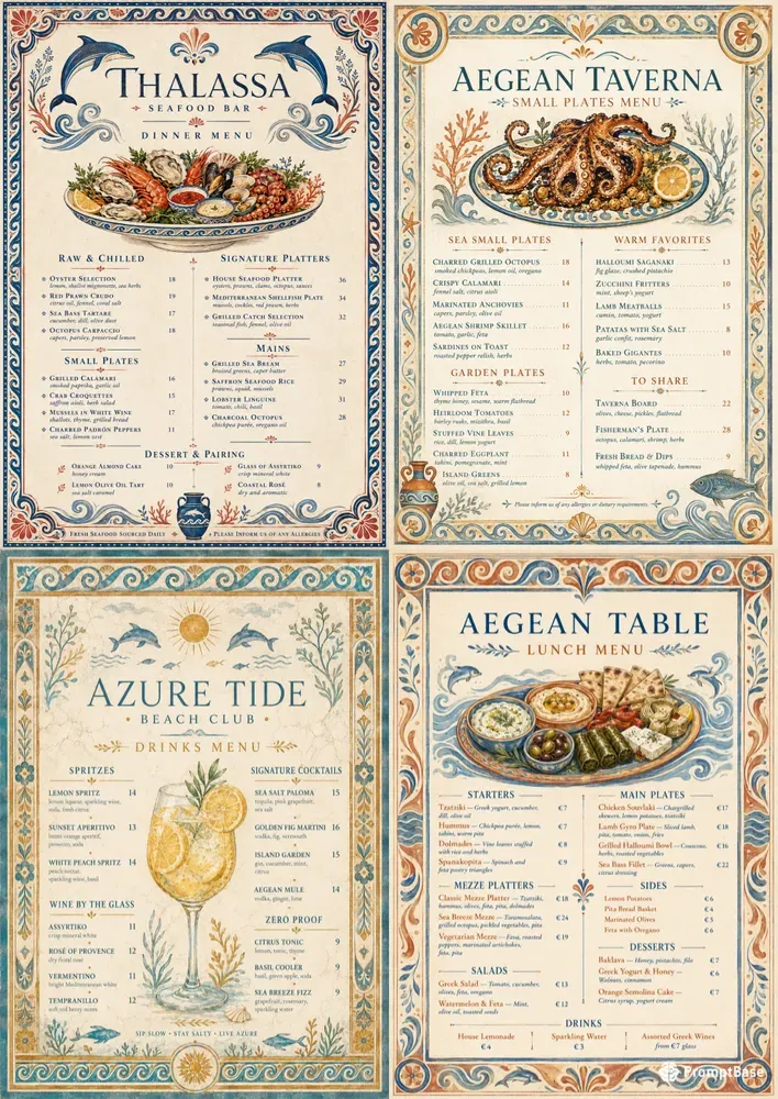 Minoan Fresco Food Menus