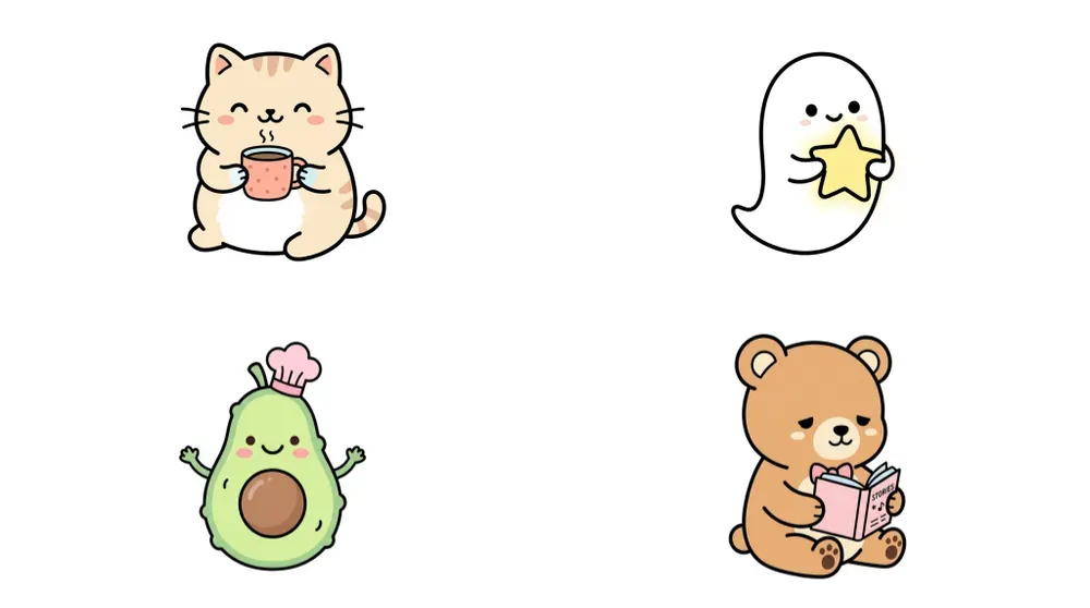 Cute Minimalist Kawaii Line Art