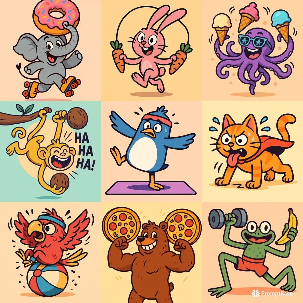 Funny Cartoon Fitness Fun Poses Packs