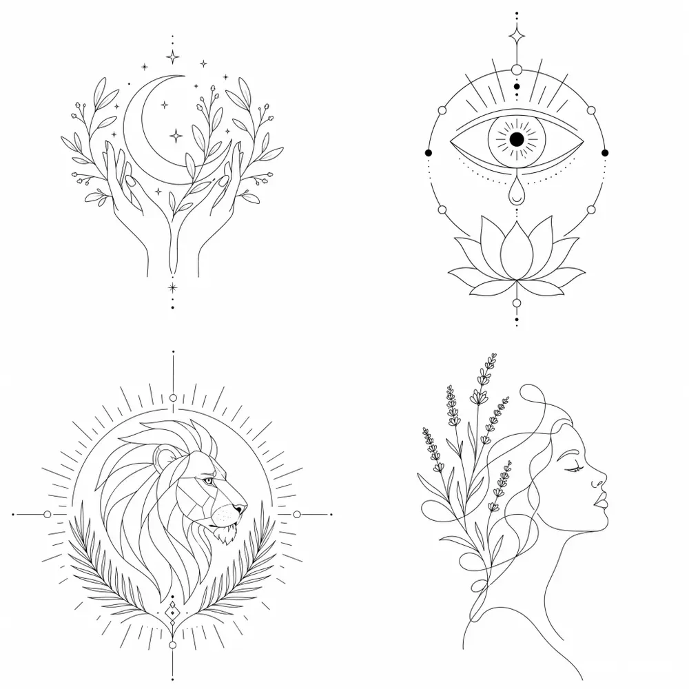 Minimalist Aesthetic Boho Tattoo Engines