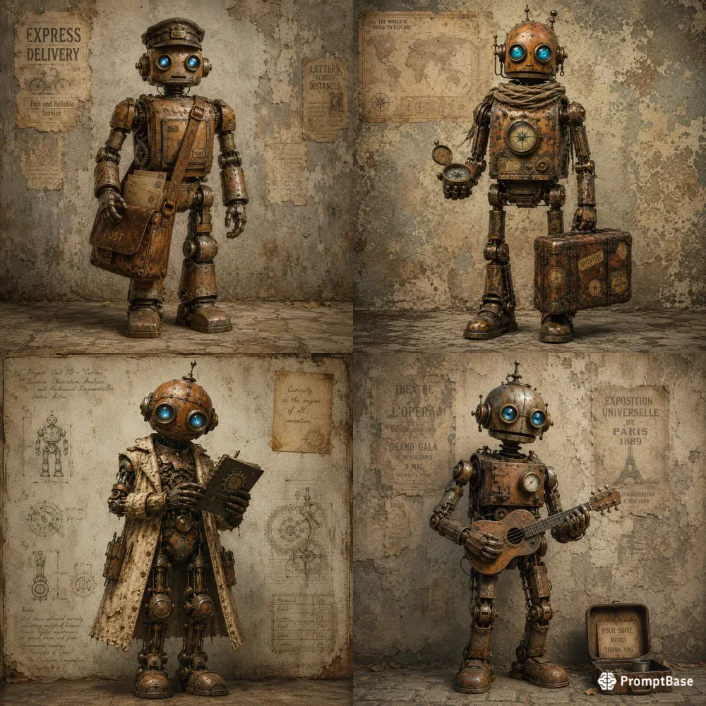 Vintage Rusty Robot Character Creators