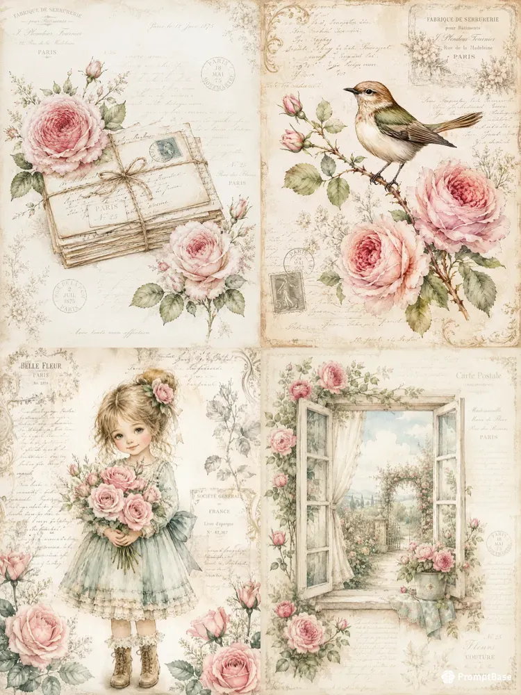 Vintage Romantic Junk Journal Ephemera