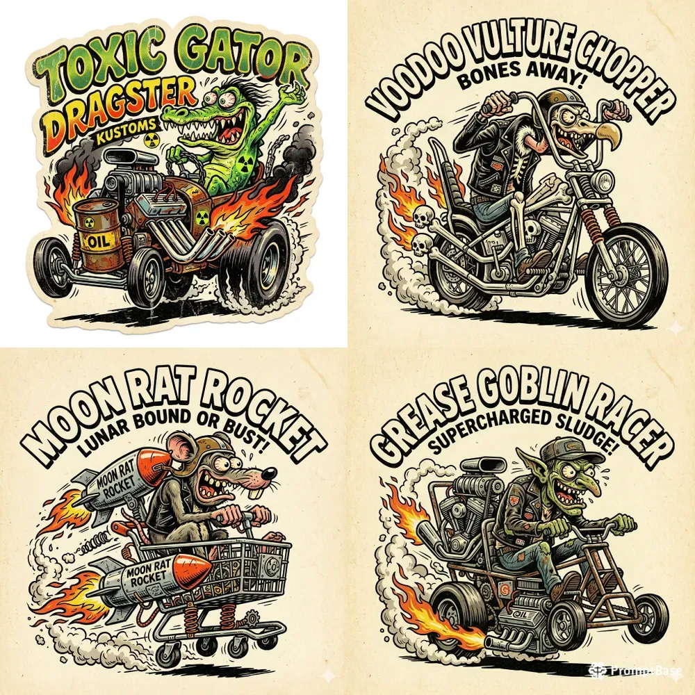 Vintage Hot Rod Sticker Packs