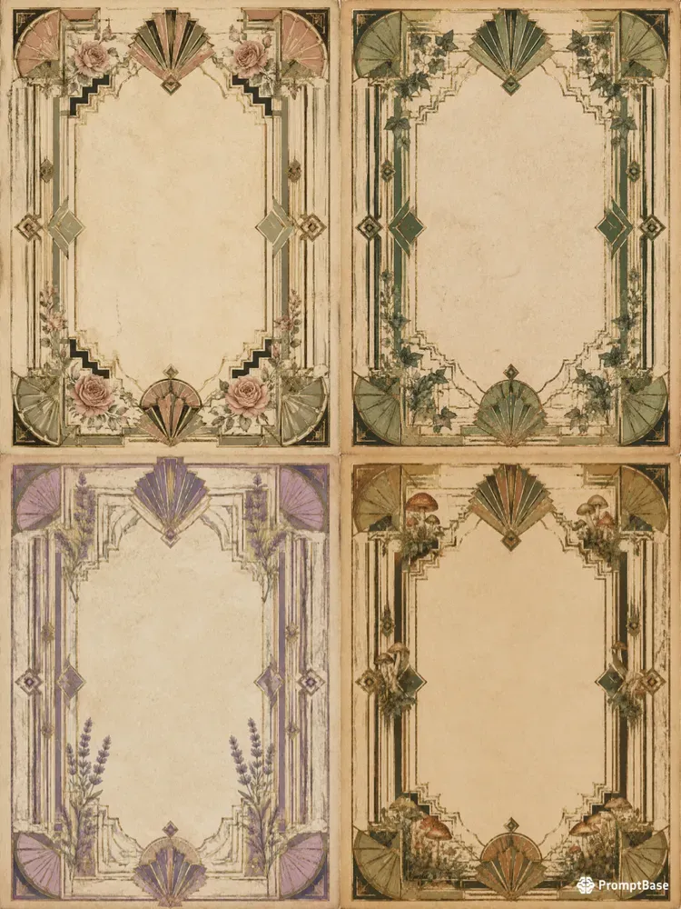 Art Deco Botanical Junk Journal Pages
