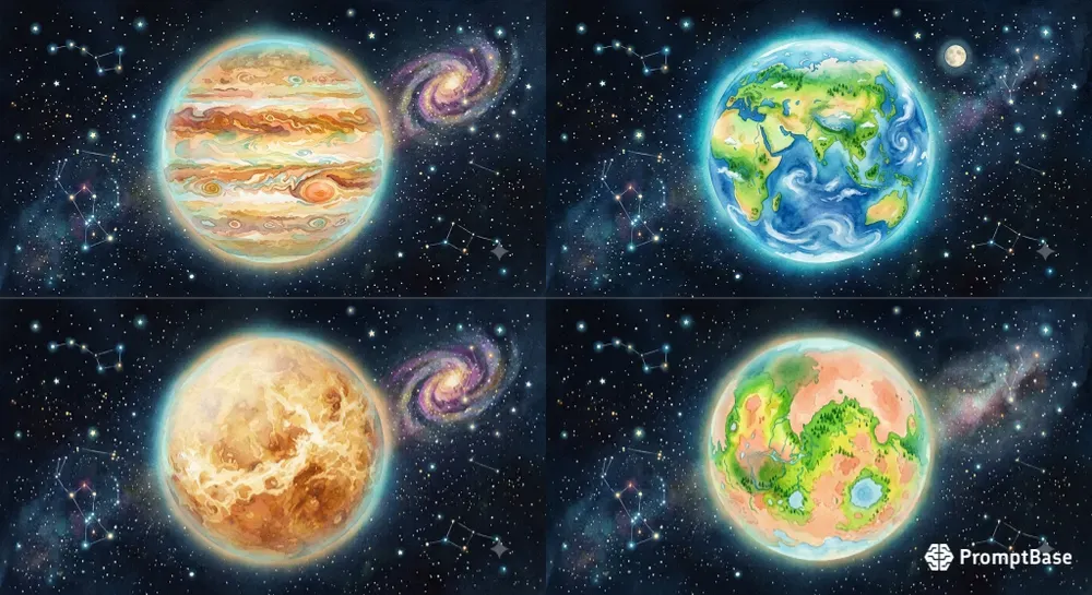 Watercolor Planet Illustration Generator