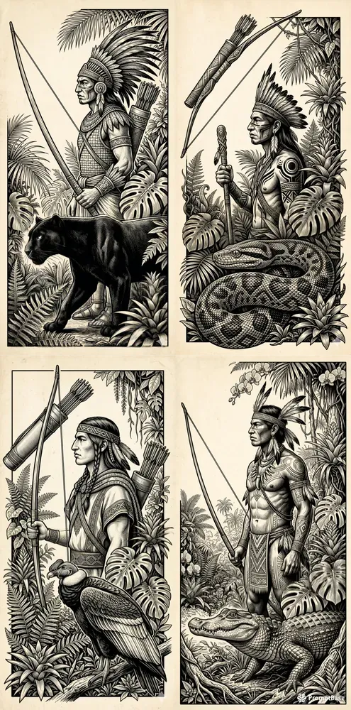 Vintage Engraved Tribal Duo Art