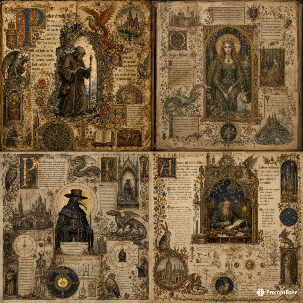 Medieval Illuminated Manuscript Scenes