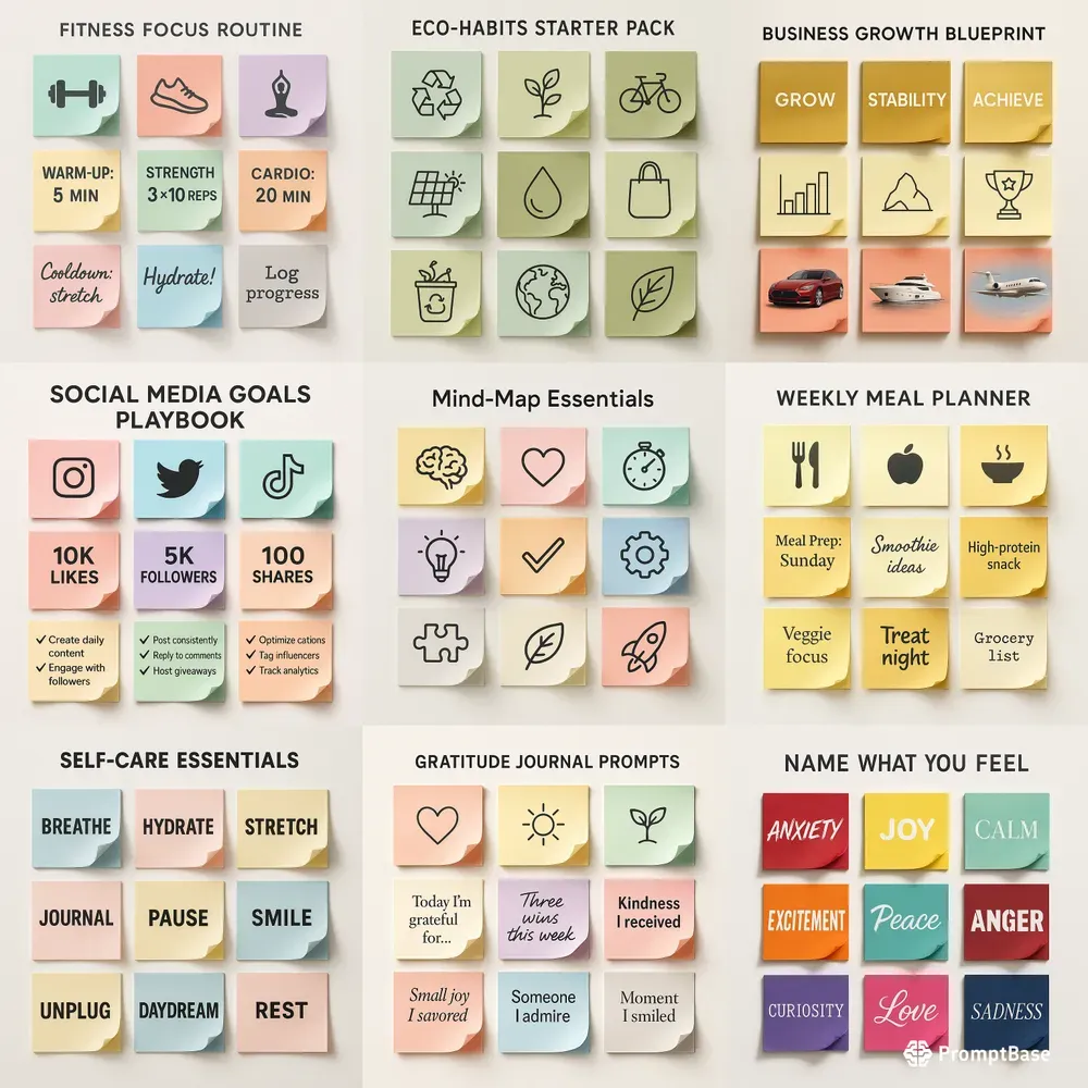 Sticky Note Icon Grid Designs