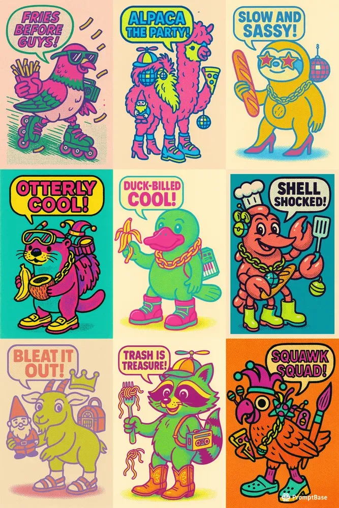 80er Retro Comic Style Illustration Art