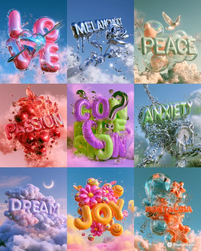 Surreal 3D Typography Posters