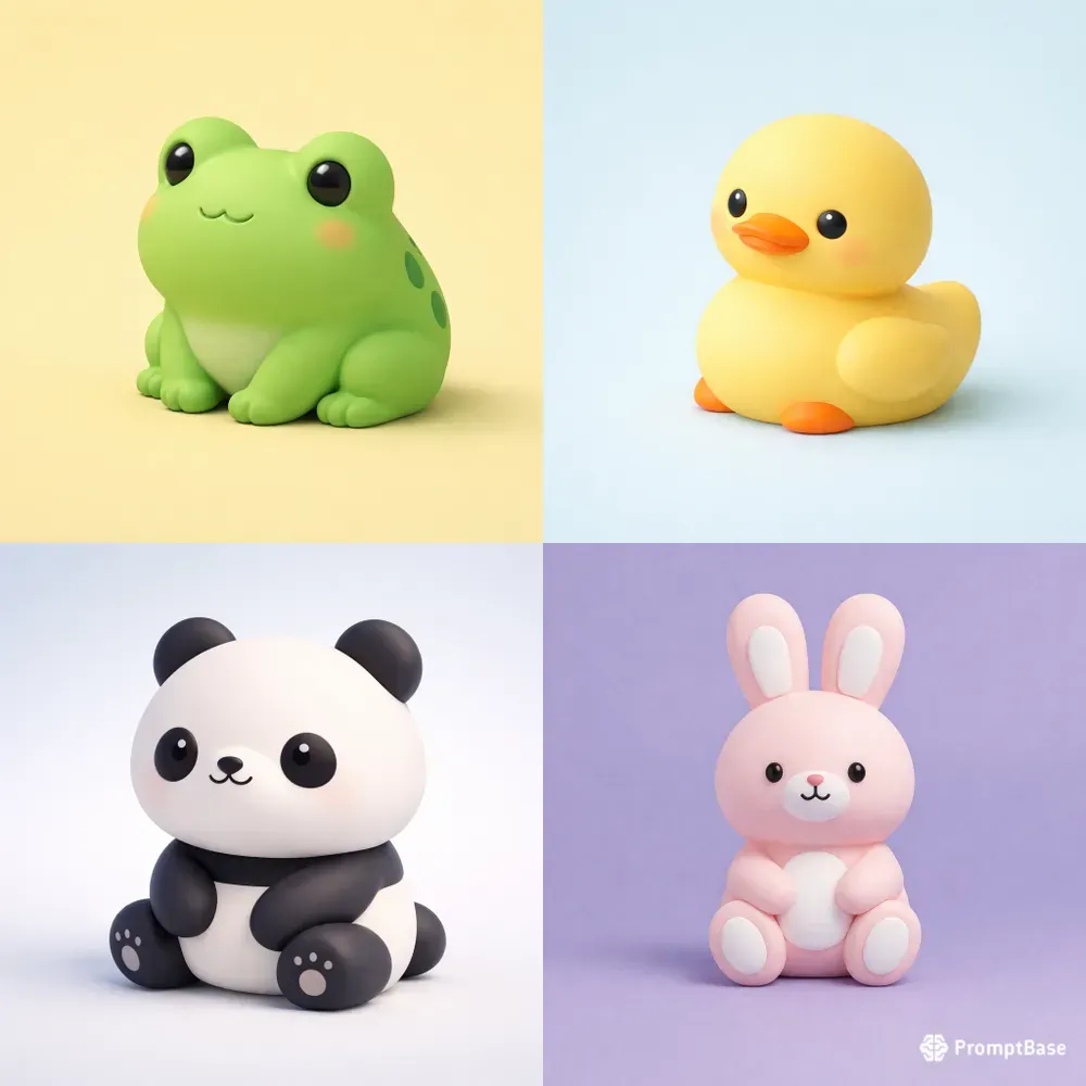 Clean 3D Toy Characters For Merch