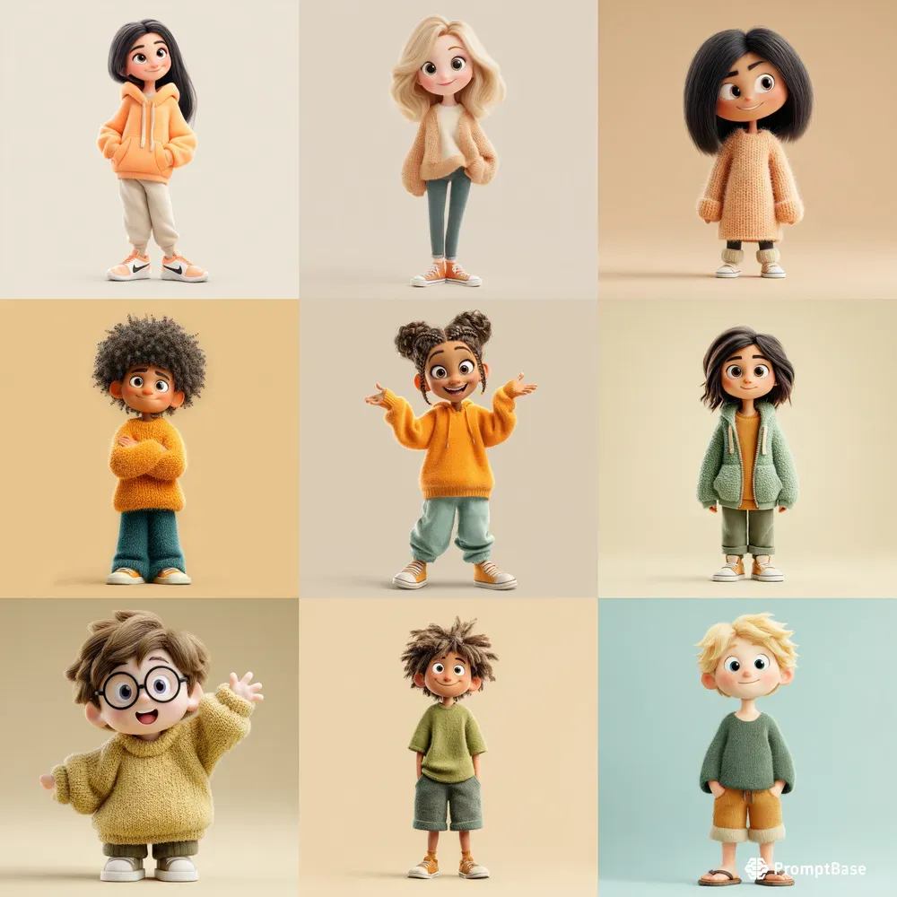 Expressive Pixar Style Characters