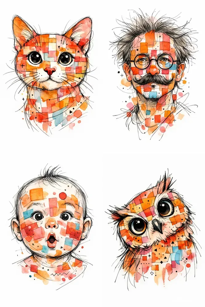 Abstract Character Face Art