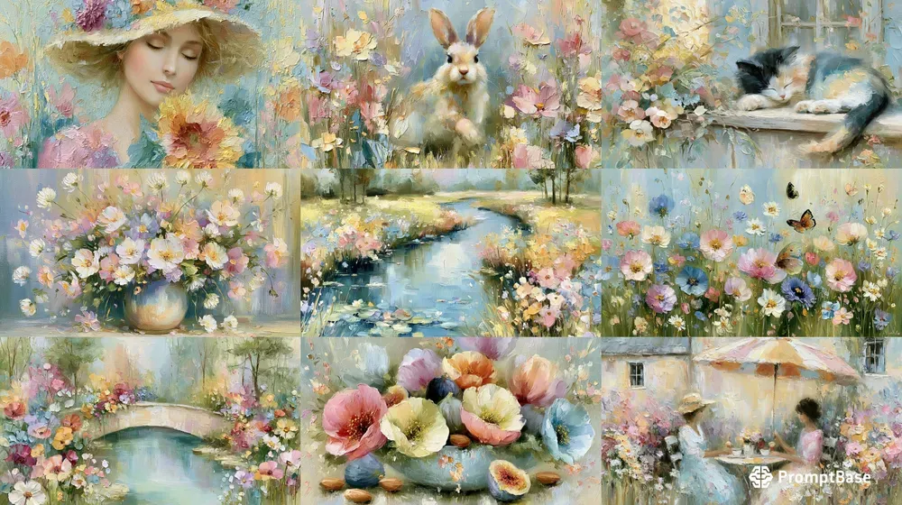 Cottagecore Impasto Painting Tv Wall Art