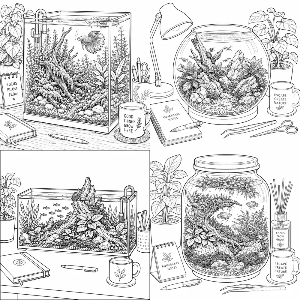 Tiny Desk Aquarium Aquascapes