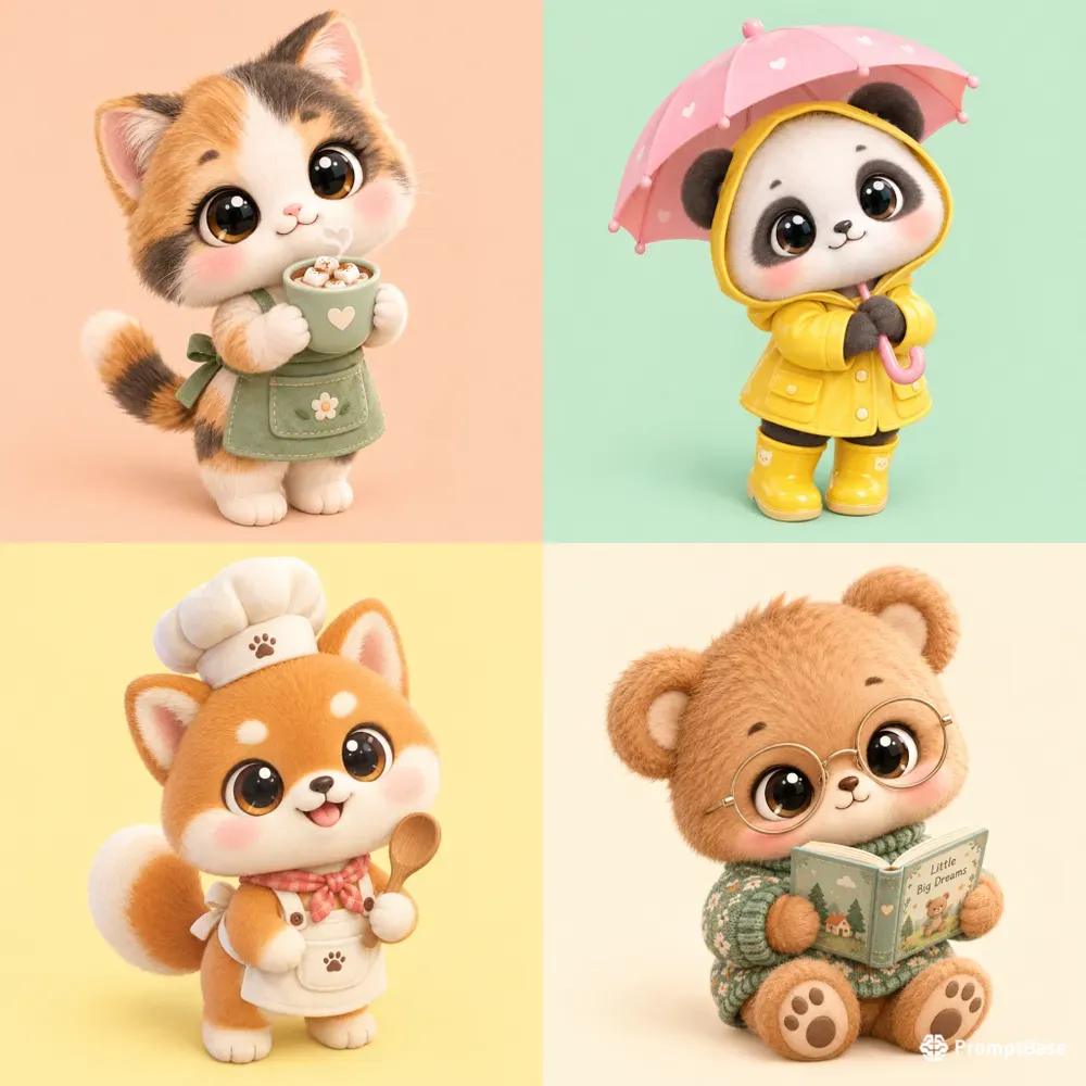 Cute 3D Isometric Chibi Characters