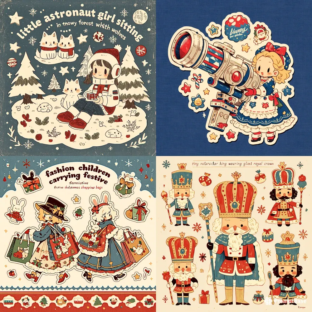 Cute Retro Christmas Stickers
