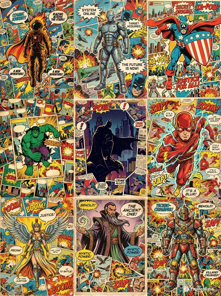 Retro Comic Collage Art Packs