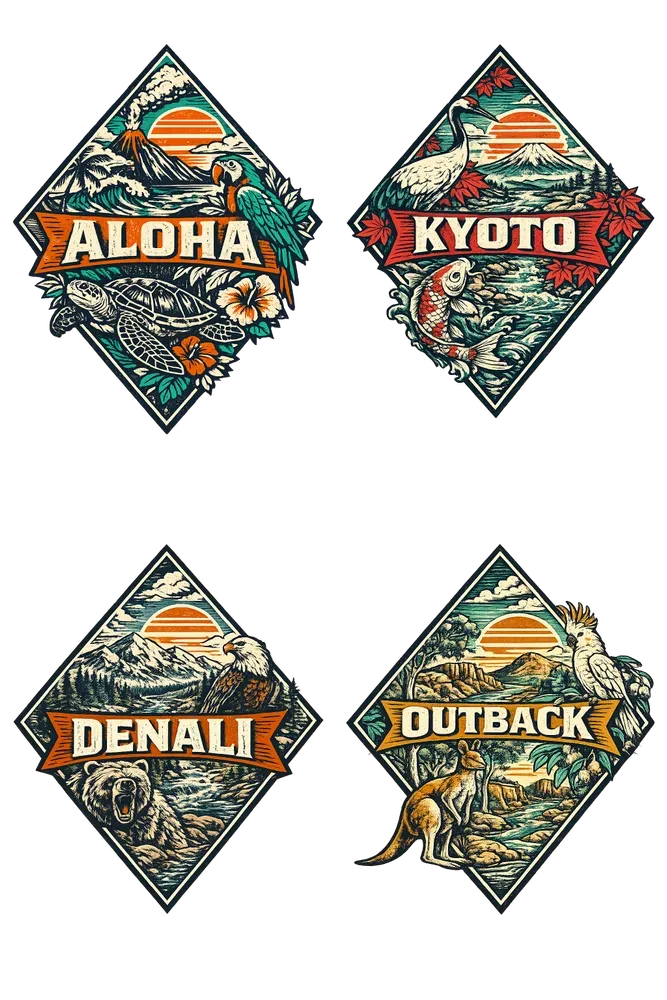 Vintage Travel Badge Tshirts