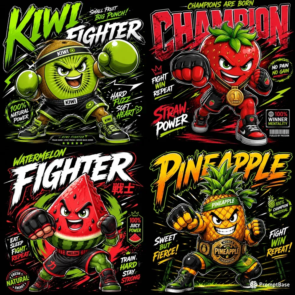 Fruit Fighter Mascot Poster Generator