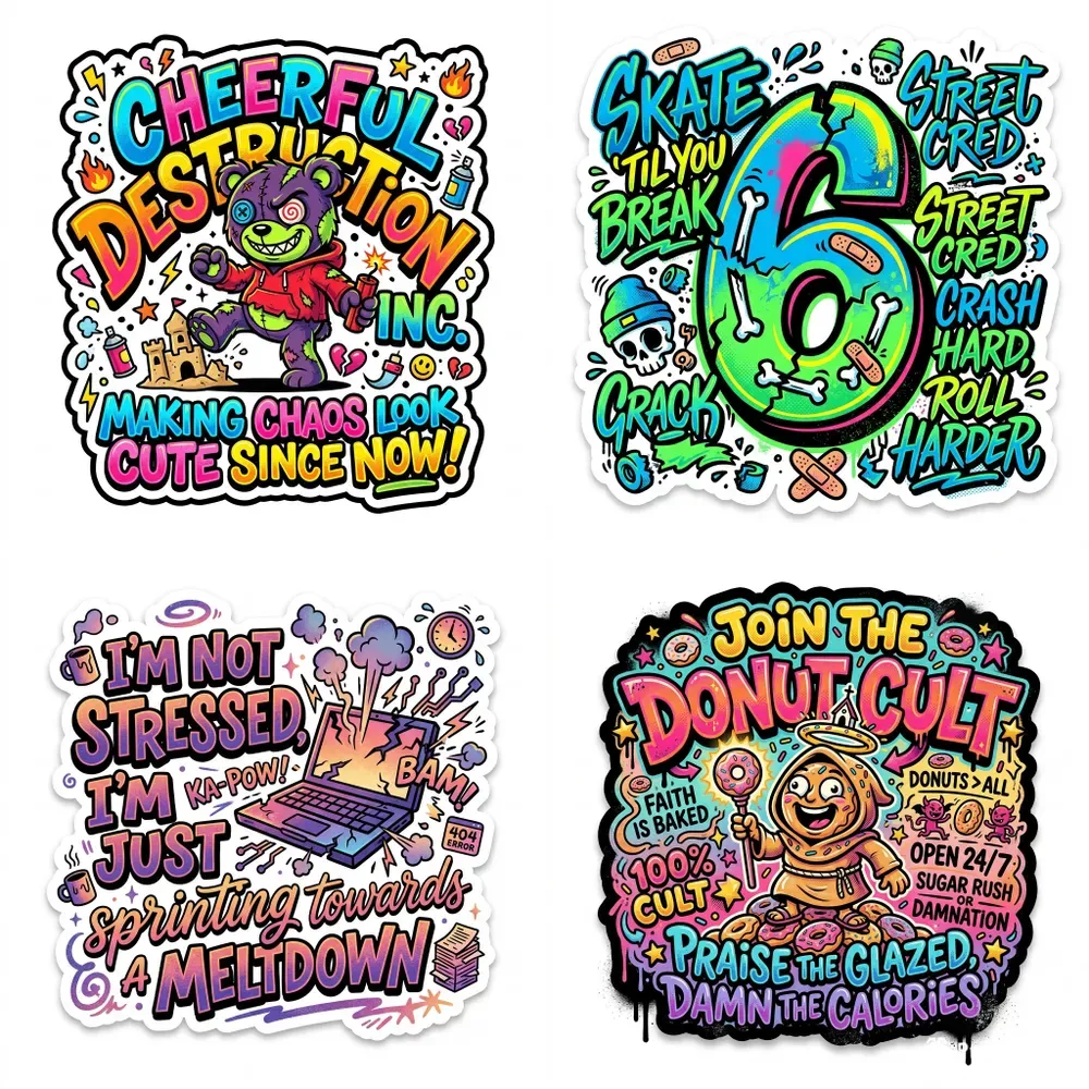 Retro Typography Sticker Packs