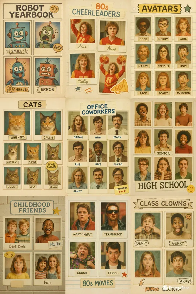 Retro Yearbook Portrait Grids