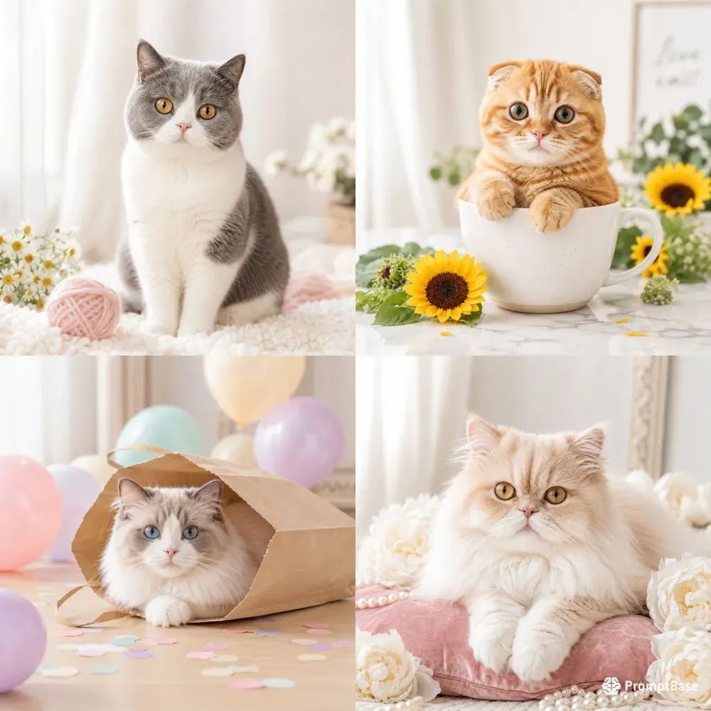 Bright Cute Studio Cat Photography