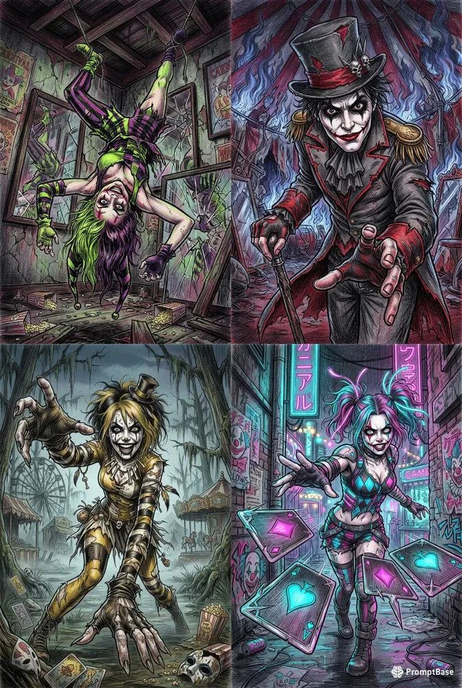 Psycho Comic Clown Portraits