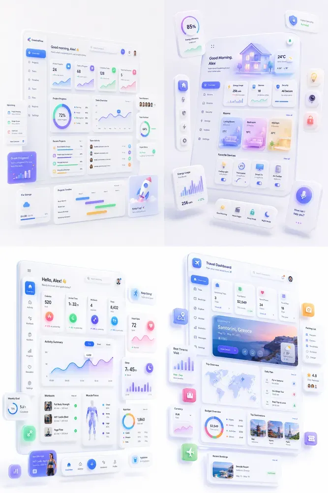Soft 3D Neumorphic Dashboard UIs