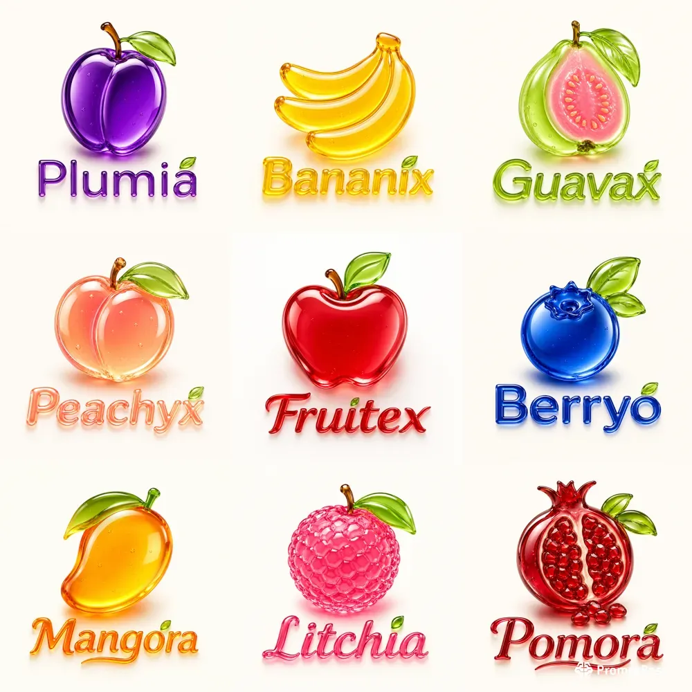 Juicy Gel Fruit Business Logos