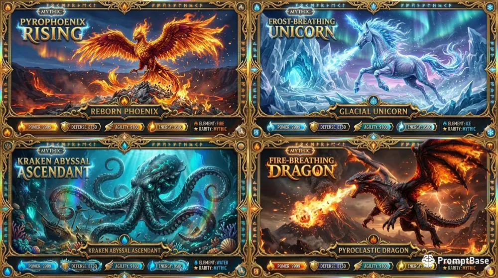 Mythic Creature Collector Cards