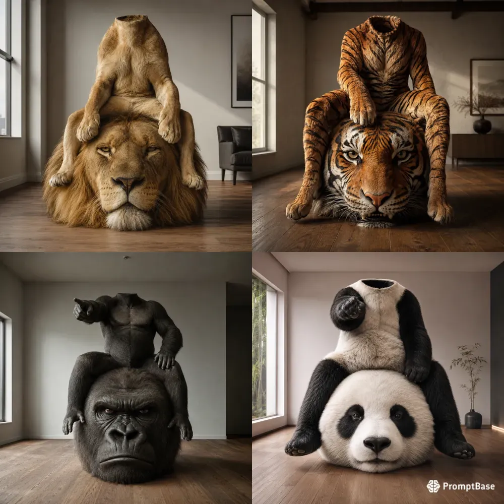 Surreal Animal Selfhead Photos