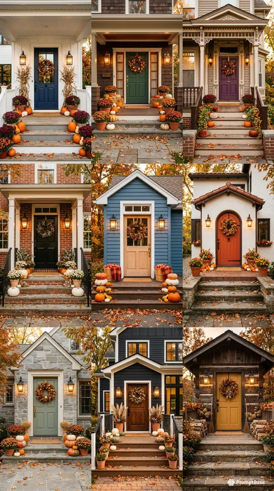 Autumn Front Door Porch Decor Photos
