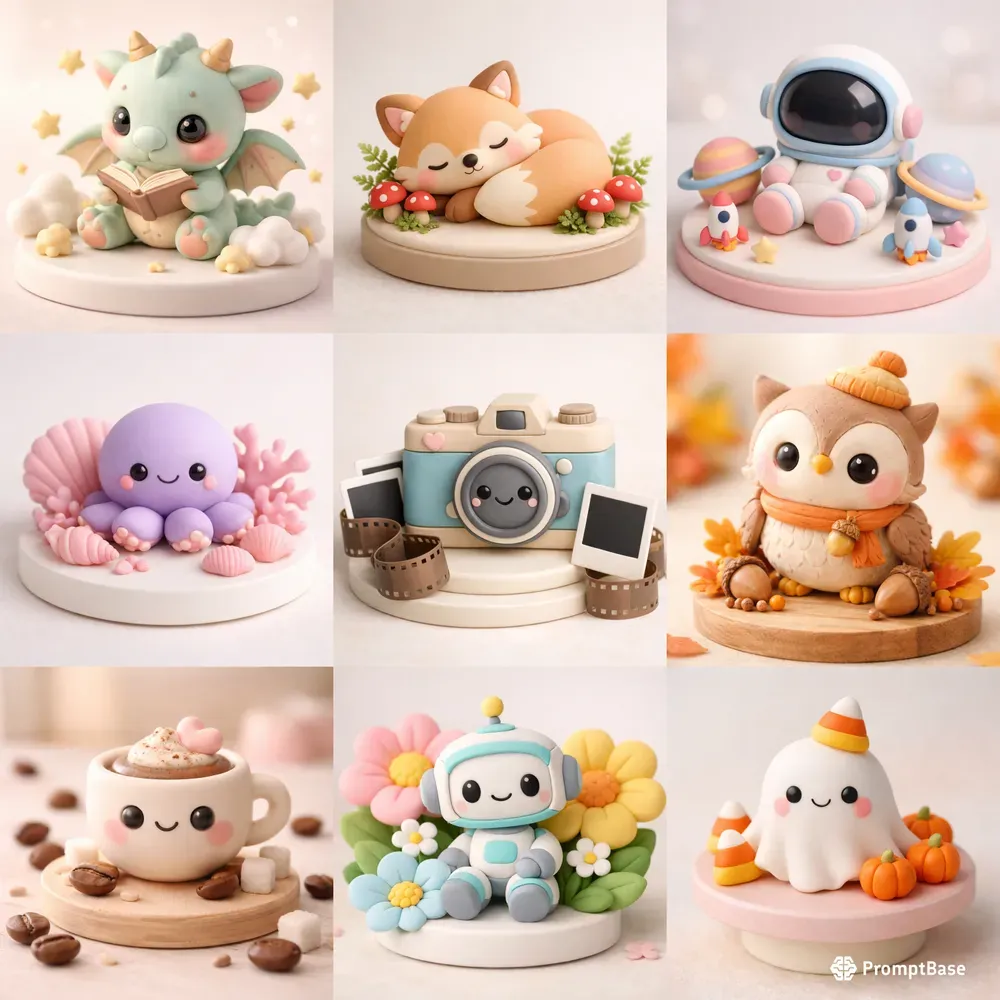Whimsical 3D Polymer Clay Characters