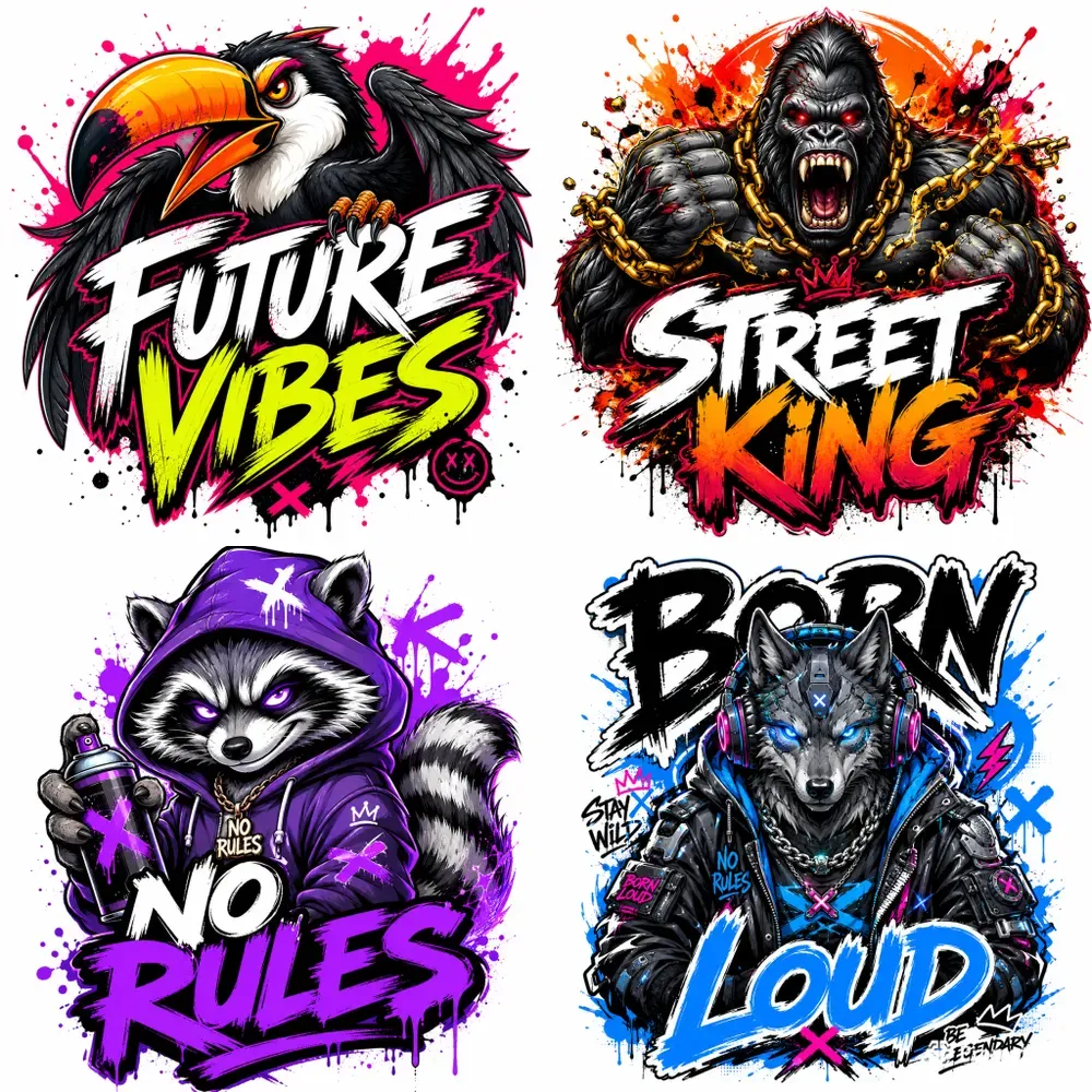 Wild Graffiti Animal Typography Tshirts