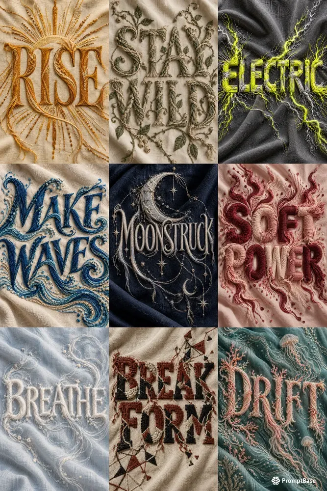 3D Embroidered Typography Threadforms