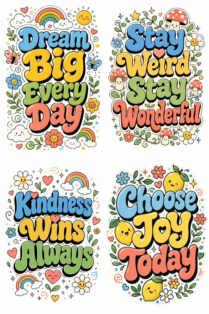 Cute Retro Motivational Typography Packs