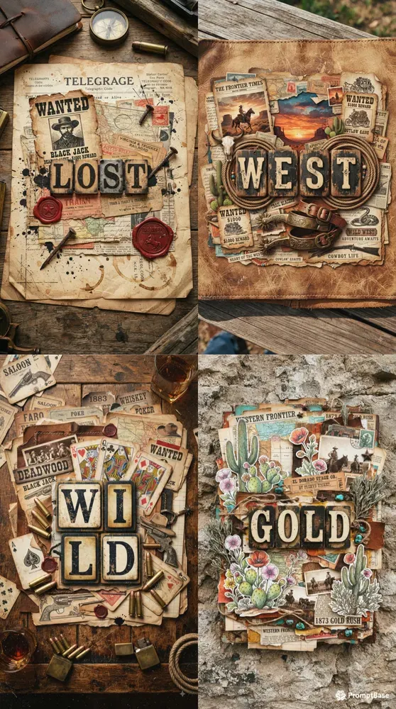 Western Retro Collage Bold Letter Tiles