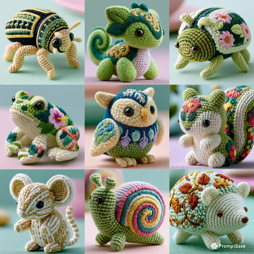 Embroidered Animal Macro Creatures