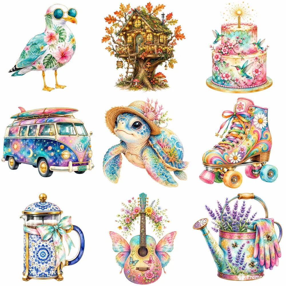 Boho Watercolor Cliparts