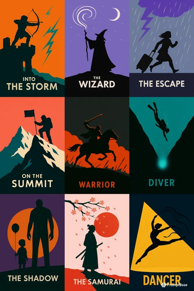 Silhouette Posters In Flat Style