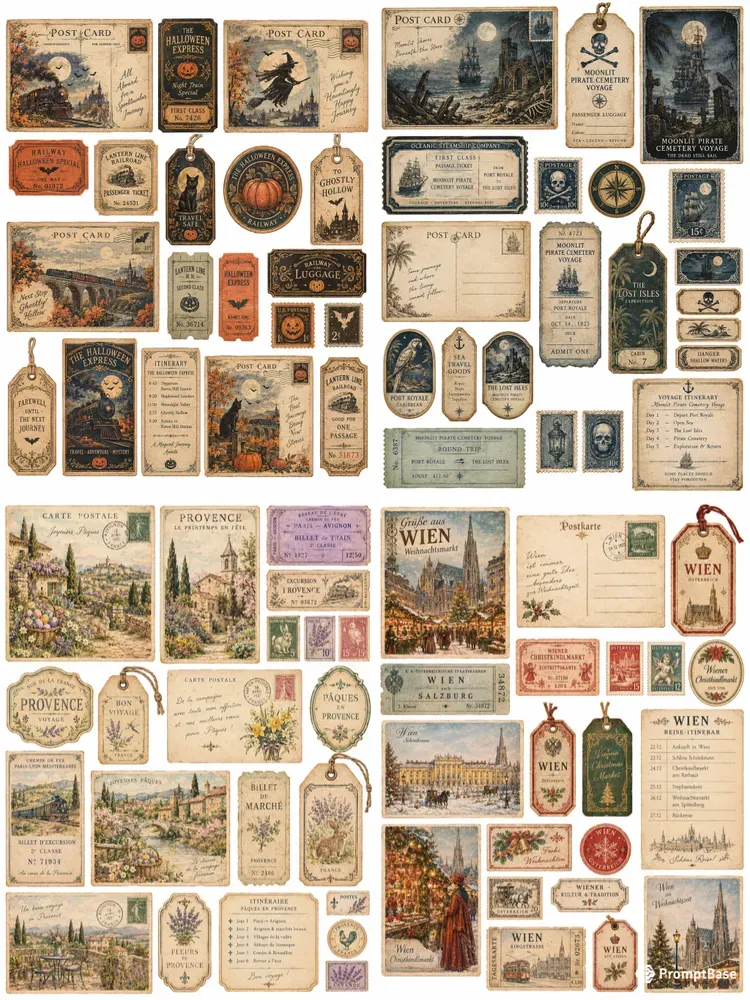 Vintage Travel Postcards And Tickets