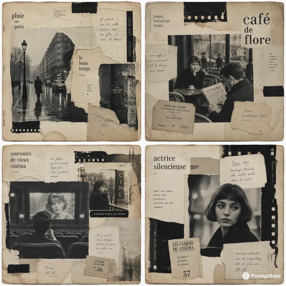 French New Wave Cinema Junk Journal Pages