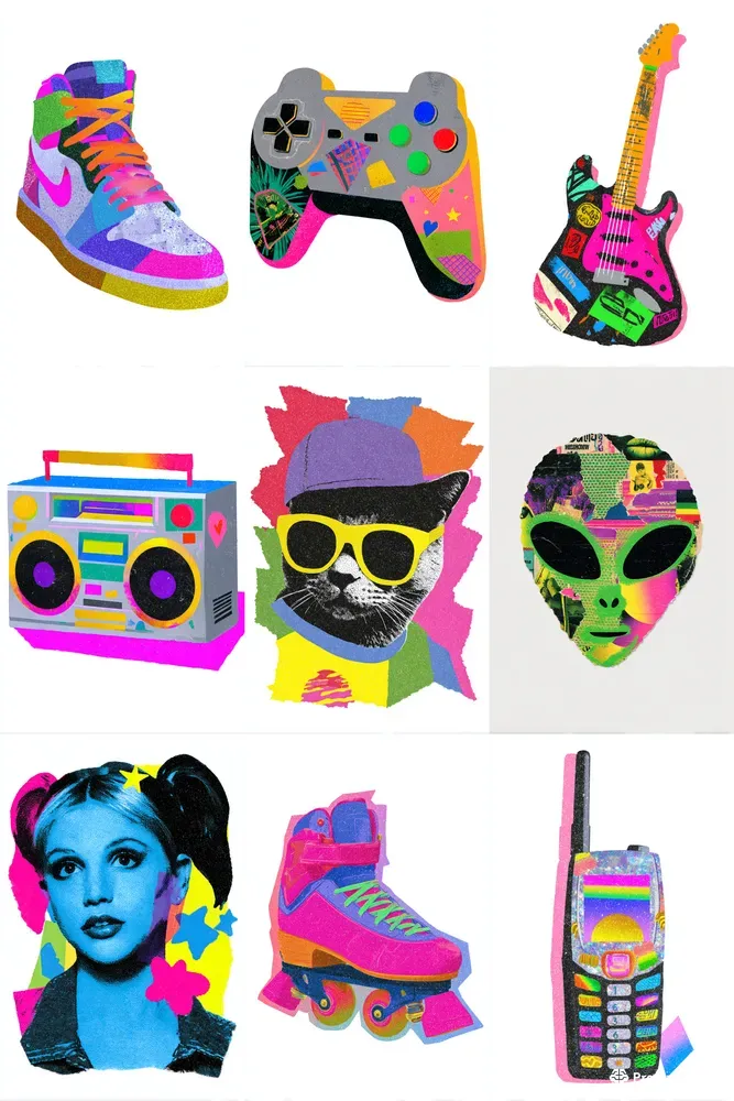 Cut Out Collages Vibrant 90s Eras