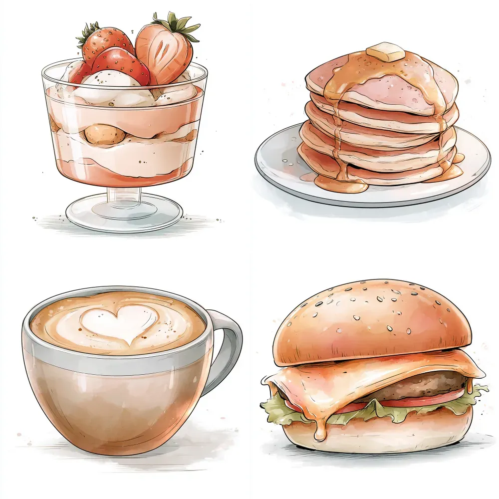 Cute Watercolor Food Icons
